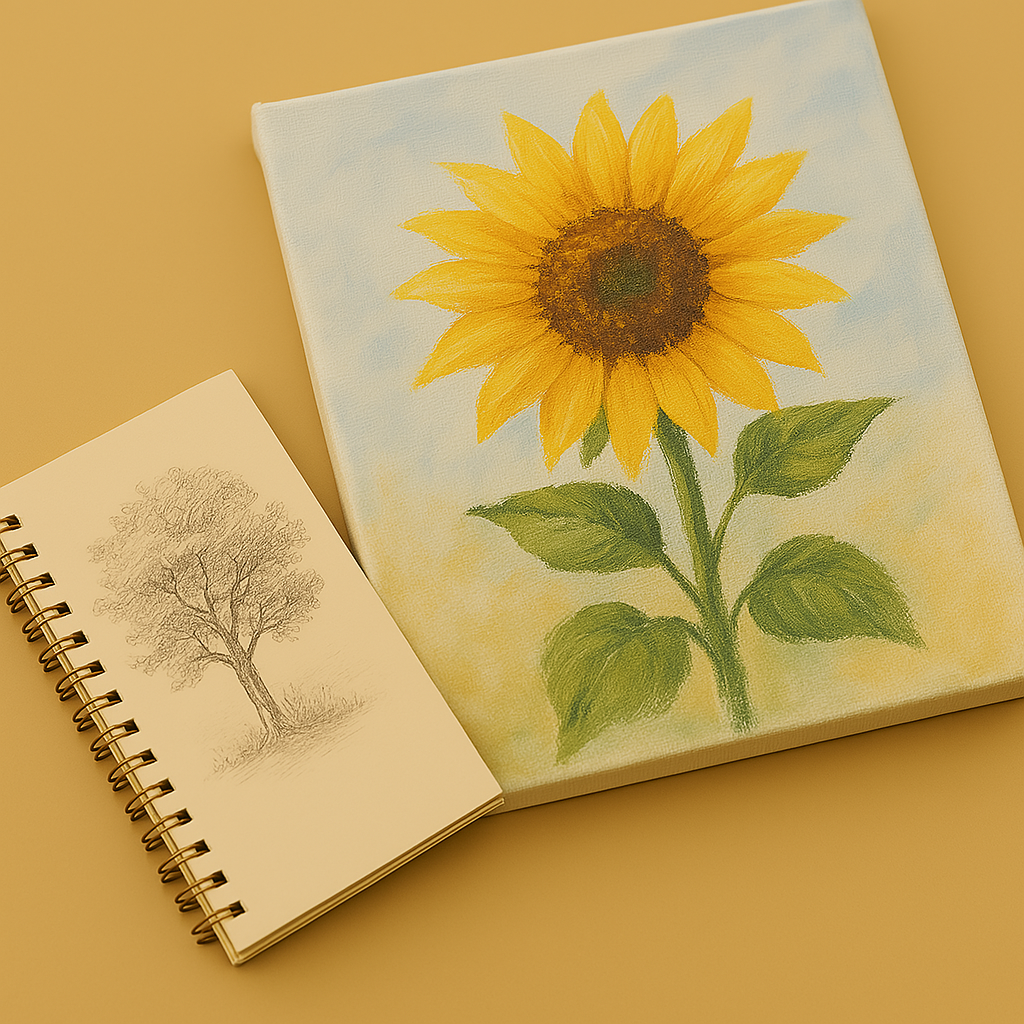 Canvas and sketchbook